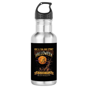 Halloween Gruseliger Baum Vollmond Schwarze Katze  Edelstahlflasche