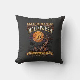 Halloween Gruseliger Baum Vollmond Schwarze Katze Kissen