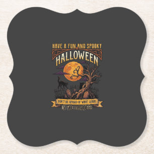 Halloween Gruseliger Baum Vollmond Schwarze Katze Untersetzer