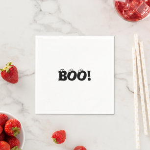 Halloween Gruseliger Boo! Augäpfel schwarz weiß Serviette