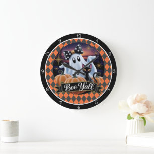Halloween Gruseliger Boo Y'all  Große Wanduhr