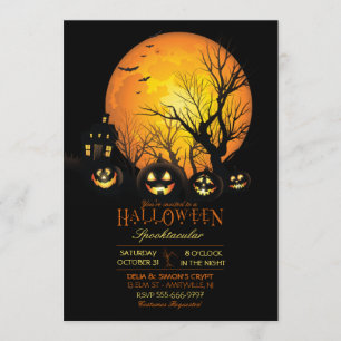 Halloween Gruseliger Dunkler Vollmond Jack O Lante Einladung