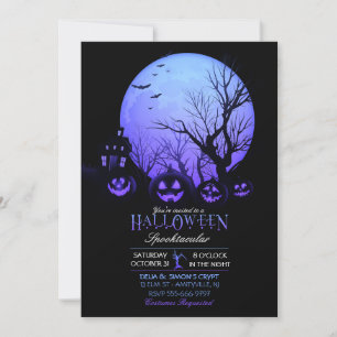 Halloween Gruseliger Dunkler Vollmond Kürbis Einladung