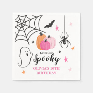 Halloween Gruseliger Geburtstag rosa Kürbisse Serv Serviette