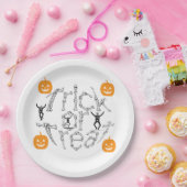 Halloween Gruseliger Knochen Text Süßigkeiten Oder Pappteller (Party)