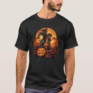 Halloween Gruseliger Kürbis Kopf-loser Reiter West T-Shirt