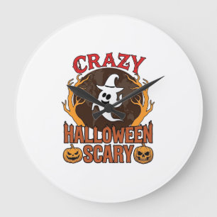 Halloween Gruseliger Kürbis Retro Gravur Textur_1 Große Wanduhr