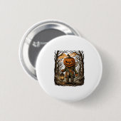 Halloween Gruseliger Kürbis Vogelscheuche Laterne Button (Vorne & Hinten)