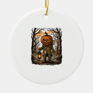 Halloween Gruseliger Kürbis Vogelscheuche Laterne  Keramik Ornament