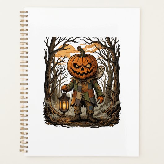 Halloween Gruseliger Kürbis Vogelscheuche Laterne Planer (Vorderseite)