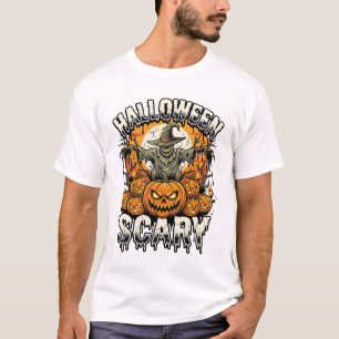 Halloween Gruseliger Kürbis Vogelscheuche Vektor T-Shirt