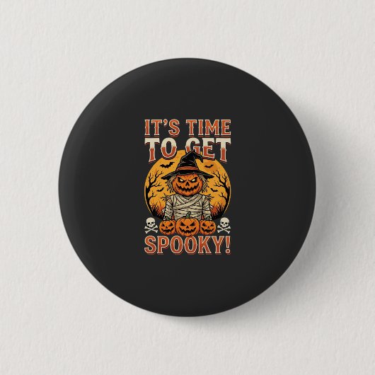Halloween Gruseliger Kürbis Vogelscheuche Vintage Button (Vorderseite)