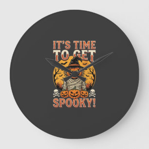 Halloween Gruseliger Kürbis Vogelscheuche Vintage Große Wanduhr