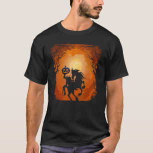 Halloween Gruseliger Kürbiskopf Reitender Kopflose T-Shirt