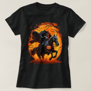 Halloween Gruseliger Kürbiskopf Reitender Reiter o T-Shirt
