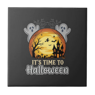 Halloween Gruseliger Mond Geister und Friedhof Vek Fliese