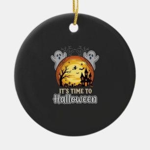 Halloween Gruseliger Mond Geister und Friedhof Vek Keramik Ornament