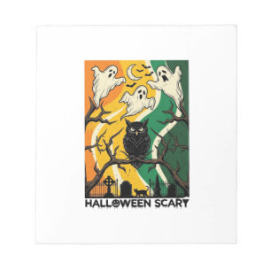 Halloween Gruseliger Schwarzer Eulen-Geister-Fried Notizblock