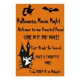 Halloween Gruseliger Spukhaus-Filmnacht-Poster Poster