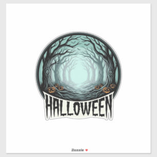 Halloween Gruseliger Wald Vintage Gravur Design_1 Aufkleber