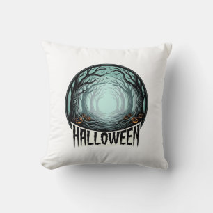 Halloween Gruseliger Wald Vintage Gravur Design_1 Kissen
