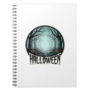 Halloween Gruseliger Wald Vintage Gravur Design_1 Notizblock