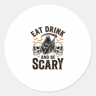 Halloween Gruseliges Essen Trinken Und Sei Gruseli Runder Aufkleber
