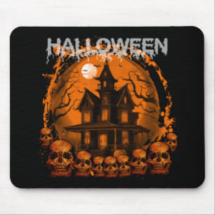 HALLOWEEN GRUSELIGES GEISTERHAUS TOTENKÖPFE MOUSEPAD