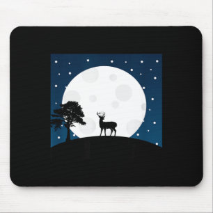 Halloween gruseliges Geschenk - Hirsch auf Mond - Mousepad