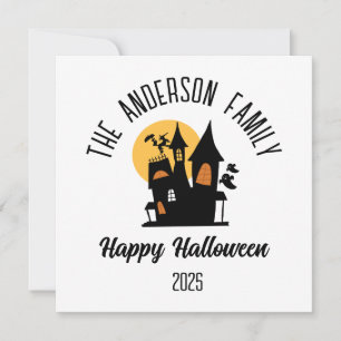 Halloween Gruseliges Spukhaus Personalisierter Nam Feiertagskarte
