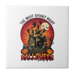 Halloween Gruseligste Nacht Spukhaus Geister P Fliese