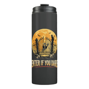 Halloween Gruselmond Warnung Thermosbecher