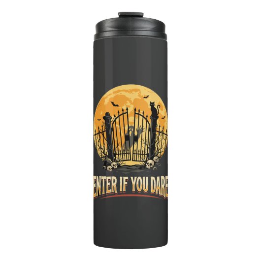 Halloween Gruselmond Warnung Thermosbecher (Vorderseite)