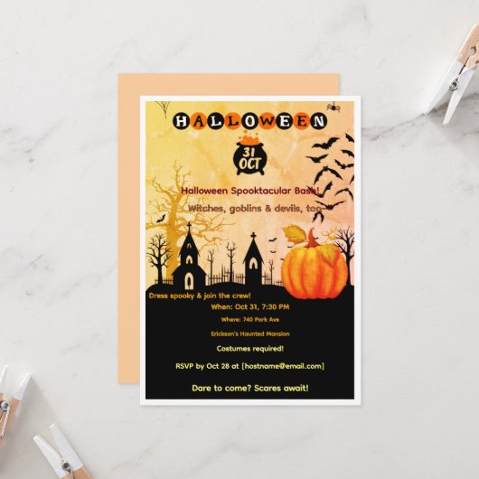Halloween Gruselparty Einladung (Vorderseite/Rückseite Beispiel)
