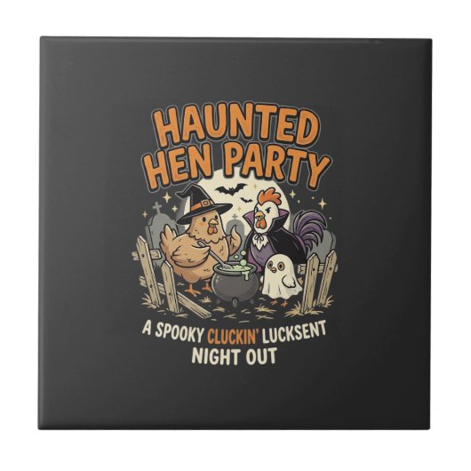 Halloween Gruselparty für Hühner Fliese (Vorderseite)
