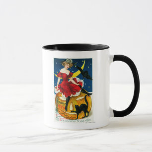 Halloween-Gruß-Frau auf Kürbislaterne Tasse