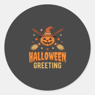 Halloween-Gruß Hexe Kürbis Vintage-Design Runder Aufkleber