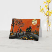 Halloween-Gruß-Karte, Hexen, Kürbislaternen Karte (Gelbe Blume)