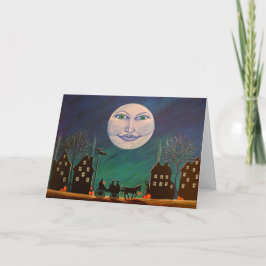 Halloween-Gruß-Karte, Hexen, Schwarzes, Katze, Karte