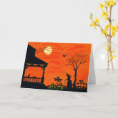 Halloween-Gruß-Karte, Hexen, Schwarzes, Katzen, Karte (Gelbe Blume)