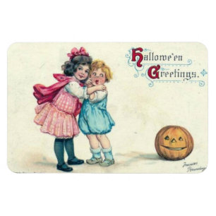 Halloween-Grüße an Kinder und Kürbis Vintage Magnet