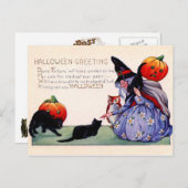 Halloween-Grüße aus der Hexe, der Eule und den Kat Postkarte (Vorne/Hinten)