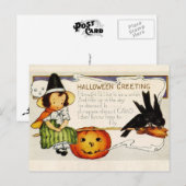 Halloween Grüße aus der Kleinen Hexe Postkarte (Vorne/Hinten)