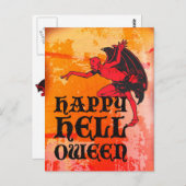Halloween-Grüße eines Teufels "Happy Helloween" Postkarte (Vorne/Hinten)