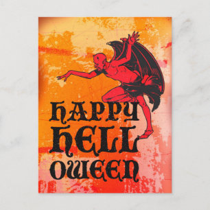 Halloween-Grüße eines Teufels "Happy Helloween" Postkarte
