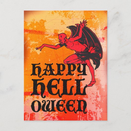 Halloween-Grüße eines Teufels "Happy Helloween" Postkarte (Vorderseite)