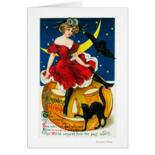 Halloween Grüße Frau auf Jack-o-Lantern