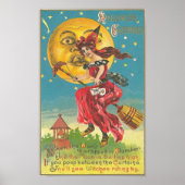 Halloween Grüße Frau im Zimmer Poster (Vorne)