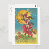 Halloween Grüße Frau im Zimmer Postkarte (Vorne/Hinten)