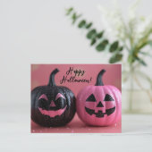 Halloween-Grüße-Karte des Schwarz-Rosa-Glitzer Postkarte (Stehend Vorderseite)